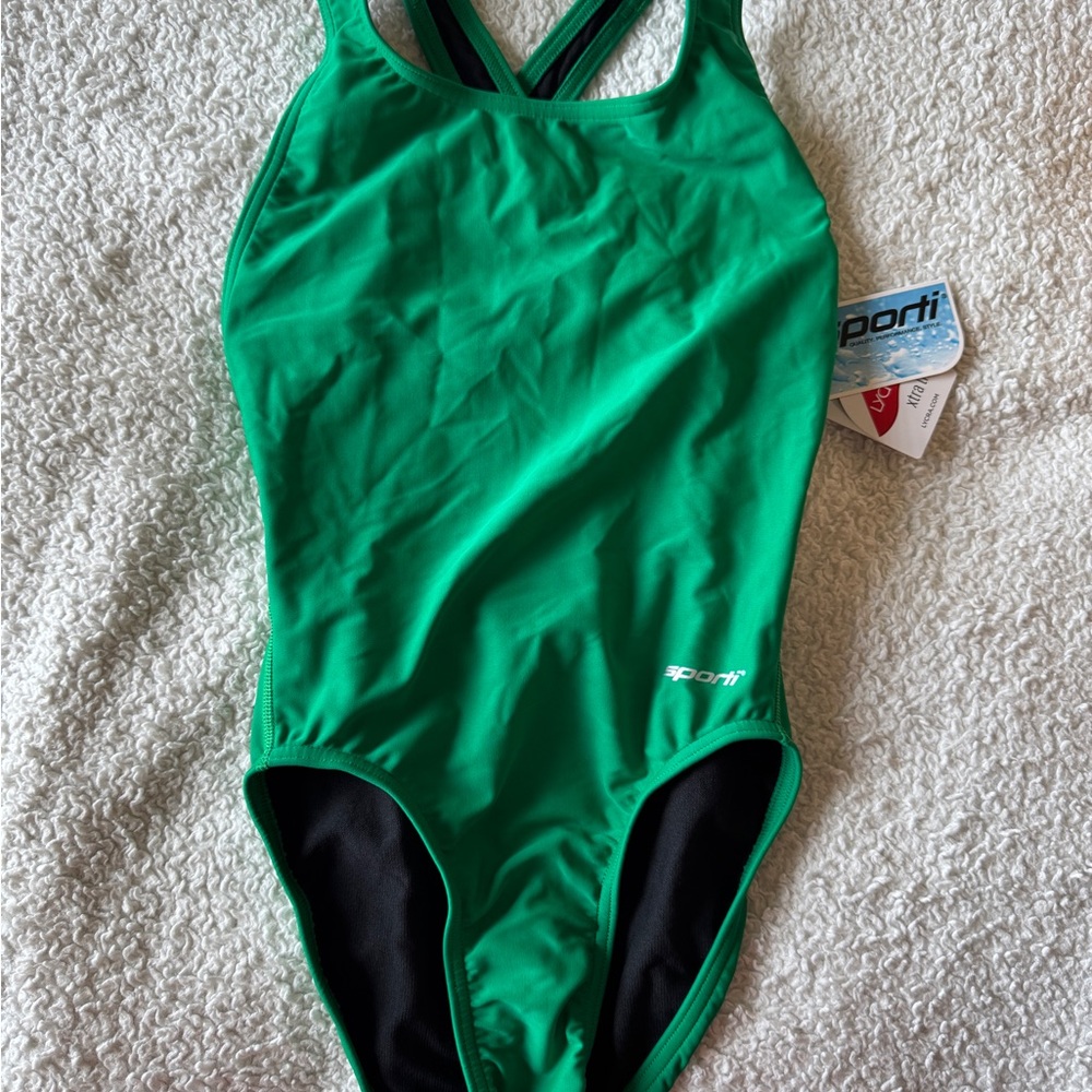 NWT Sporti Green X-back One-Piece Swimsuit - Size 28 youth